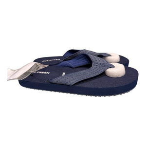 Joe Fresh Flip Flop Sandals Boys Size M 1 Blue Denim Strap Beach Shoes Summer